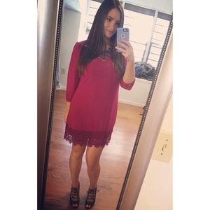 Fuschia Purple Mini Dress With Lace